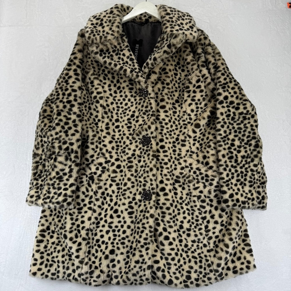 East 5th‎ REVERSIBLE Leopard cheetah Print Faux Fur Coat Jacket Women's X-Large